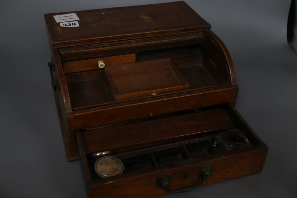 A Regency tambour top writing box